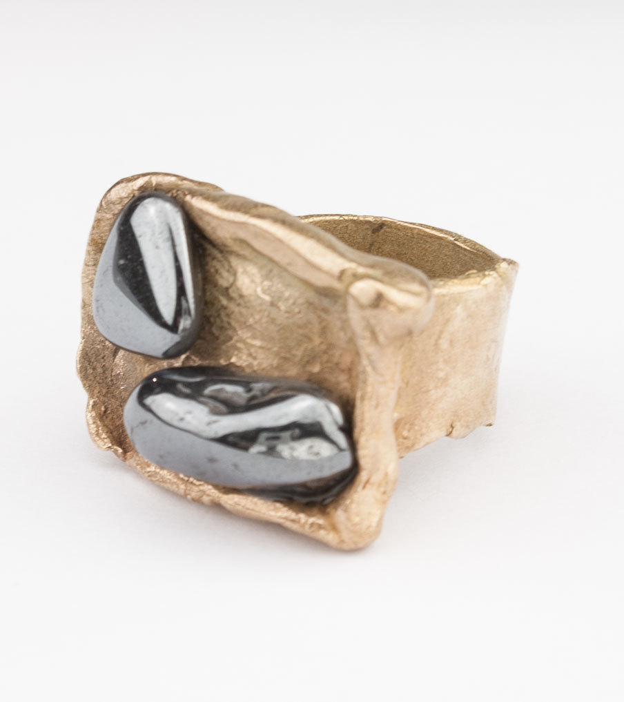 2 Zwarte stenen - brons - ring | Sieraad - Belinda Brama