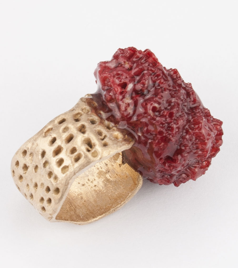 Bronze rode steen - brons - ring | Sieraad - Belinda Brama